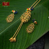 Premium Gold Plated Mayura Tie Chain with Earrings image 0