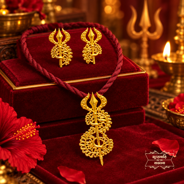 Premium Gold Plated Gauri Pendant with Earrings
