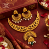 Premium Gold Plated Gayetri Necklace with Earrings