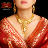 Three Layer Premium Gold Design Necklace Set with Earrings image 1