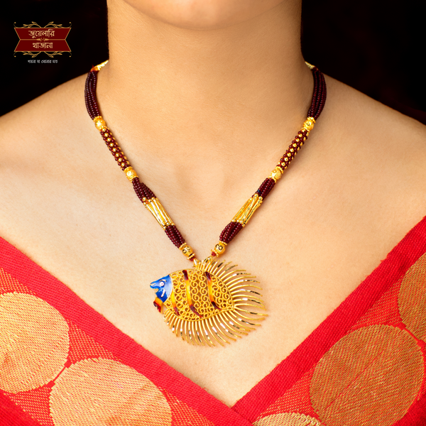 Trendy Gold Plated Fish Pendant with Earrings image 0