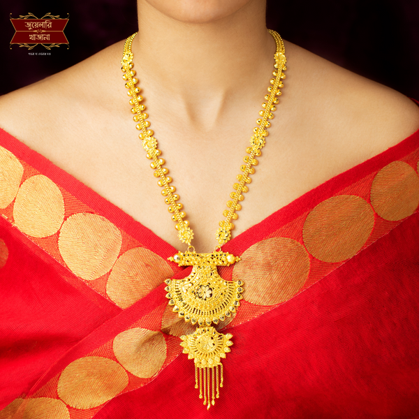 Trendy Gold Plated Two Layer Sabeki Sitahar with Earrings image 0