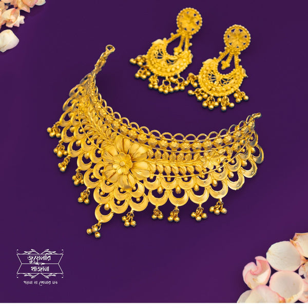 Premium Gold Plated Shringar Choker with Earrings image 0