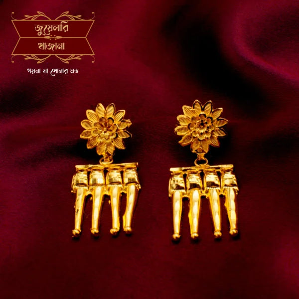 Stylish Gold Plated Needlez` Bengali Necklace Set with Earrings