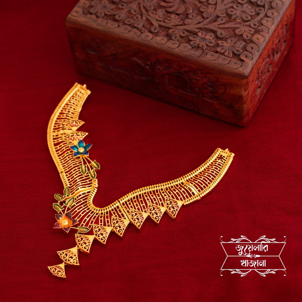 Premium Gold Plated Swara Hasuli Necklace with Earrings image 0