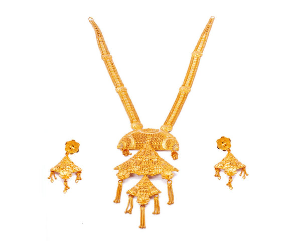 Three layer stylish Gold Plated sitahar with earrings image 0