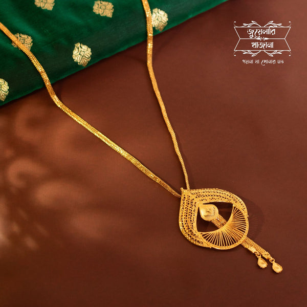 Premium Gold Plated Sriparna Tie Chain with Earrings image 0