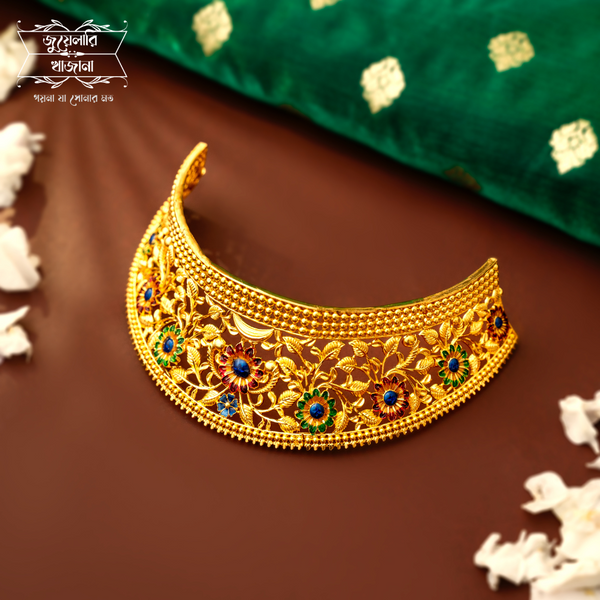 Unique Gold Plated Minakari Bagicha Cuff Choker image 0