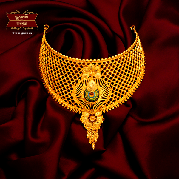 Premium Bridal Gold Design Minakari Choker with Earrings image 2