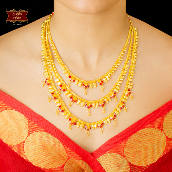 Stylish Gold Plated Three Layer minakari Short Lahari image 0