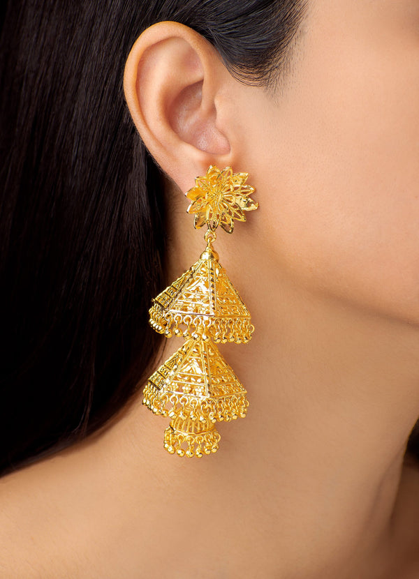 Stylish Two Layer Gold Plated Jhumka image 0
