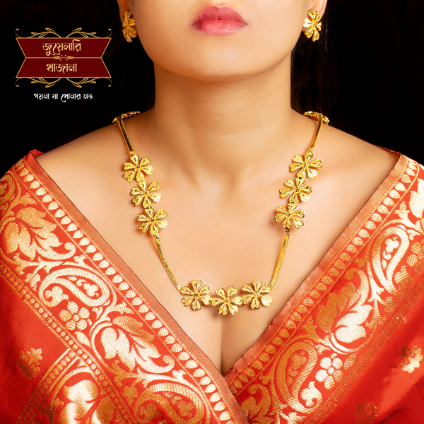 Premium Siuli Flower U Har with Earrings image 0