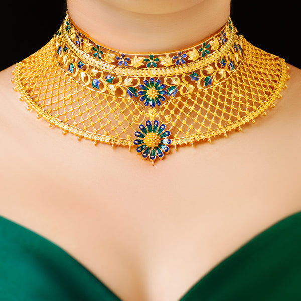 Premium Gold Plated Minakari Pushpa Choker image 1