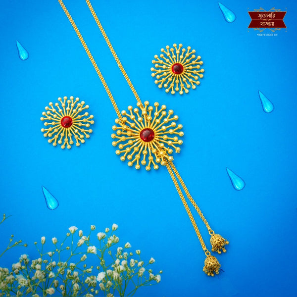 Premium Gold Plated Orko Tie Chain with Earrings image 0