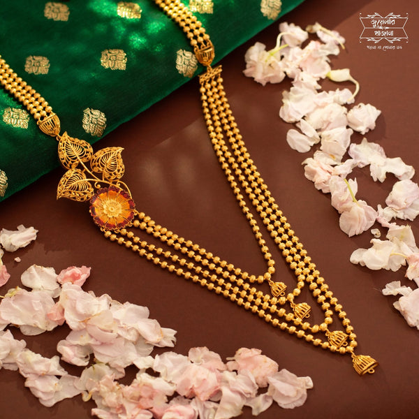 Premium Gold Plated Triparna Lahari with Earrings image 1