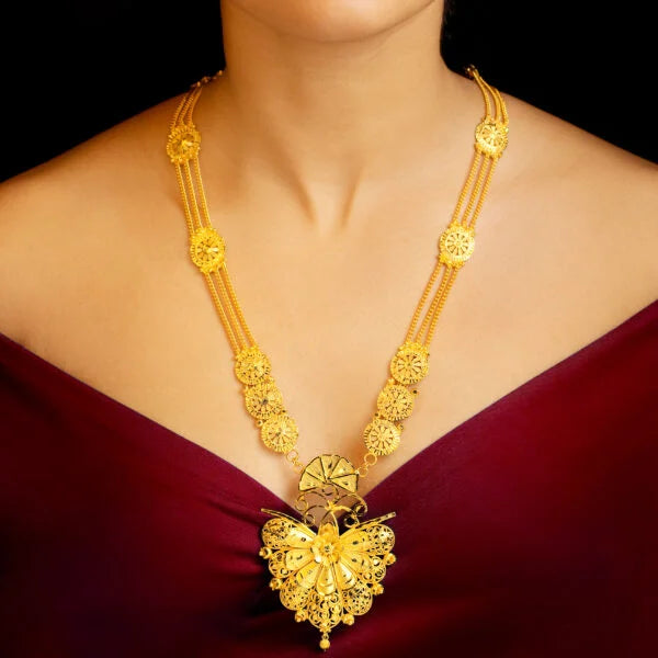 Premium Gold Plated Butterfly Motif Goregeus Sitahar with Earrings