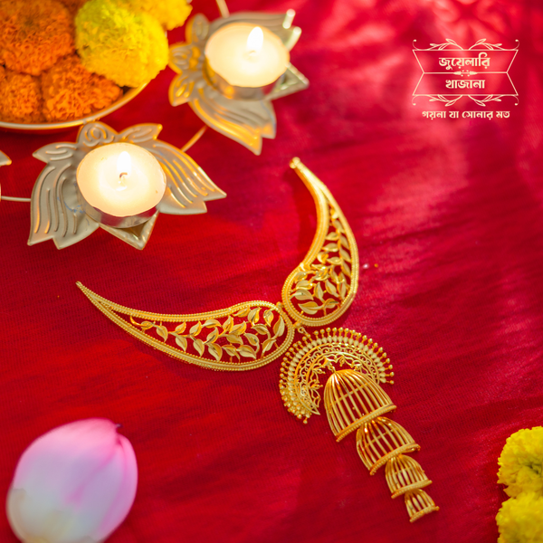 Premium Gold Plated Veerana Necklace with Earrings