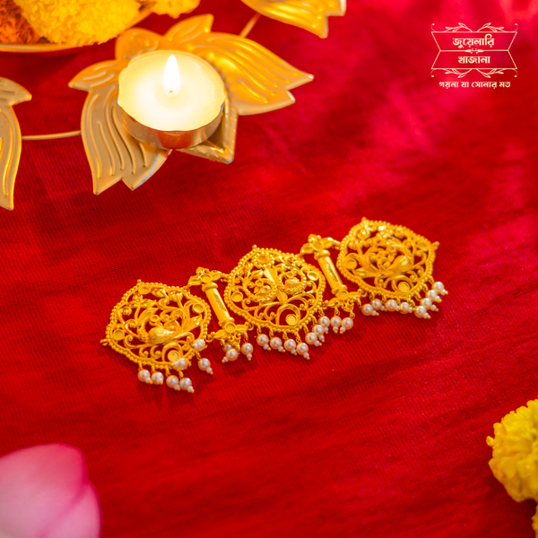 Premium Gold Plated Tridhara Choker with Earrings