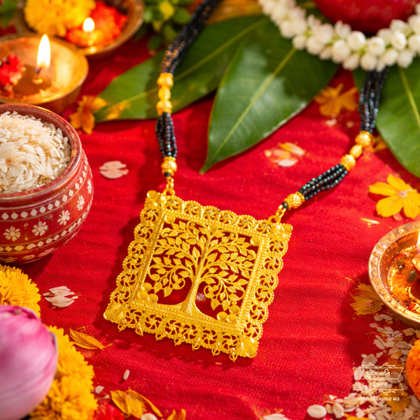 Premium Gold Plated Briksha Pendant with Earring