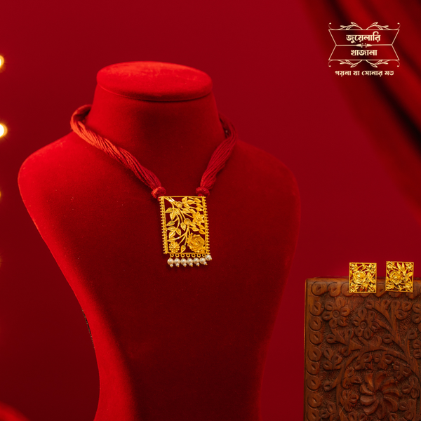 Traditional Gold Plated Chaturbhujha Necklace with earrings