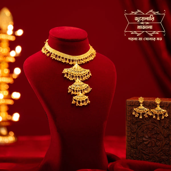 Premium Gold Plated Divyani Necklace with Earrings