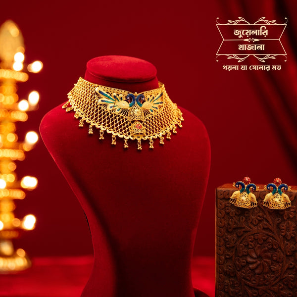 Premium Gold Plated Swarna Choker with Earrings