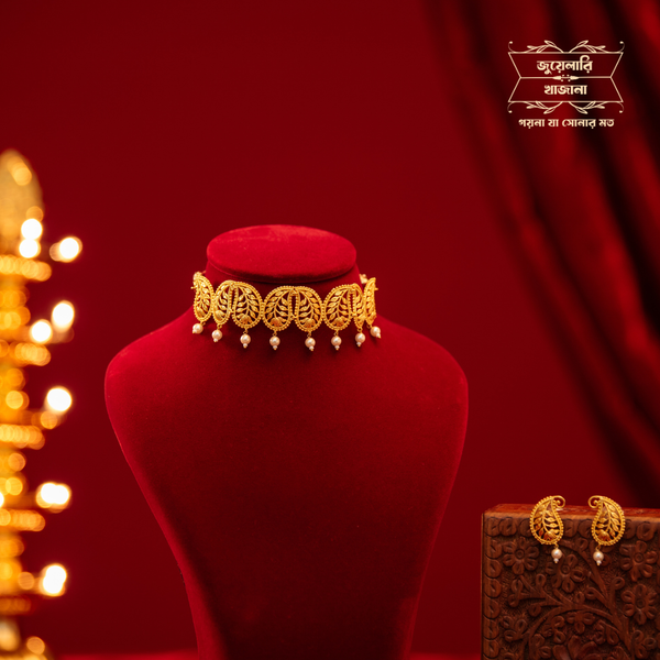 Premium Gold Plated Aishi Choker with Earrings