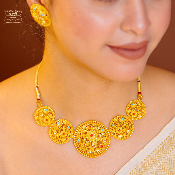 Premium Gold Plated Suhasini Necklace with Earrings