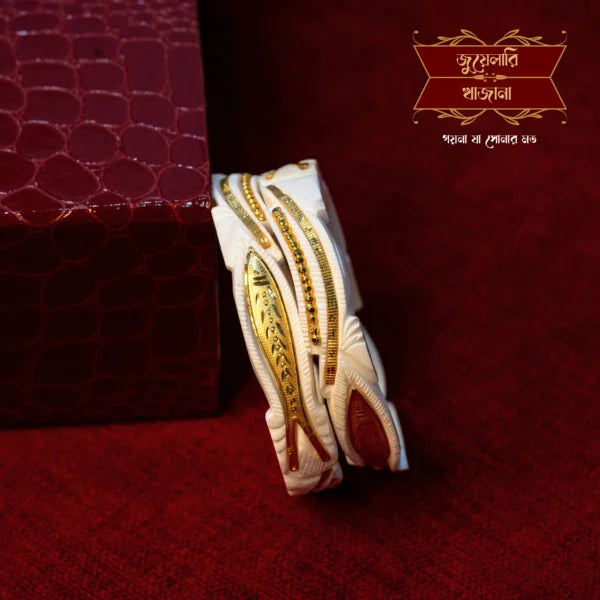 Trendy Gold Plated Fish Pat Conch Original Shankha Pair
