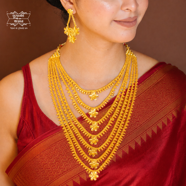 Premium Gold Plated Satnuri Lahari with Earrings