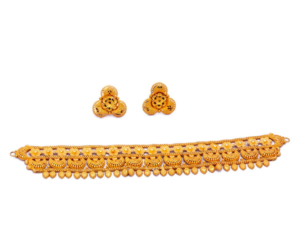 Premium Gold Plated Belt Choker with Earrings image 0