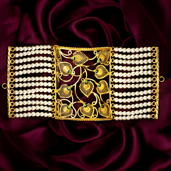 Premium Gold Plated Patabahar Pearl Mantasa image 0