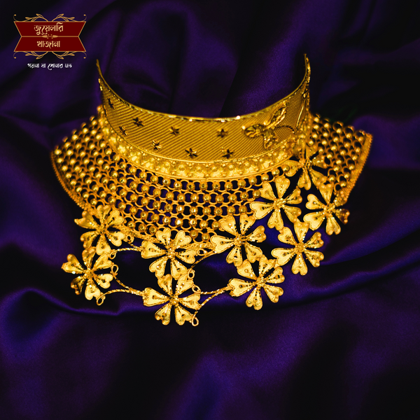 Premium Gold Plated Floral Gala Bandh Choker image 0