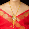 Stylish Gold Plated Durga Tie Chain with Earrings image 1