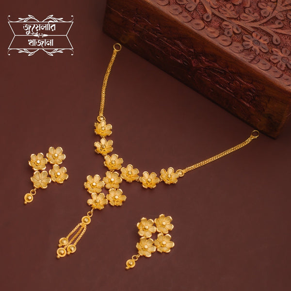 Trendy Gold Plated Pritha Necklace with Earrings image 0
