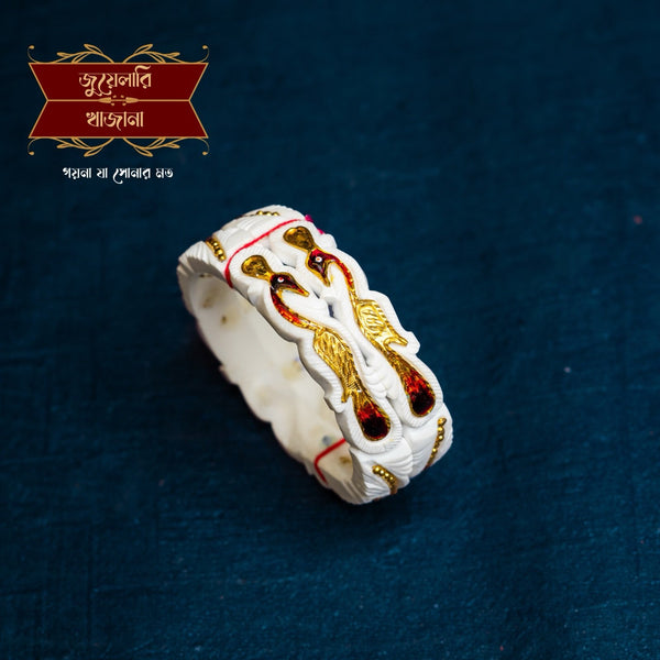 Premium Mayur Conch Shankha Pair in Maroon Minakari image 0
