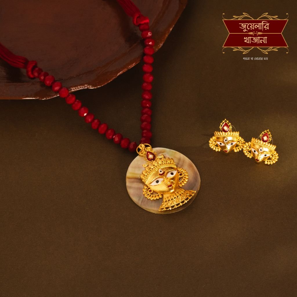 Premium Gold Plated DashaBhuja Shell Pendant – Jewellery Khazana