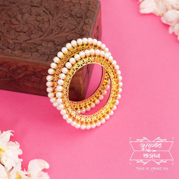 Premium Gold Plated Pearl Studded Mukti Kankan - 2.2, Pair image