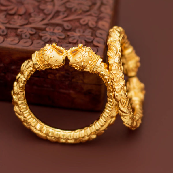 Premium Gold Plated Royal Hati Mukh Bala Pair - 2.6 image