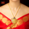 Stylish Gold Plated Minakari Peacock Tie Chain with Earrings image 0