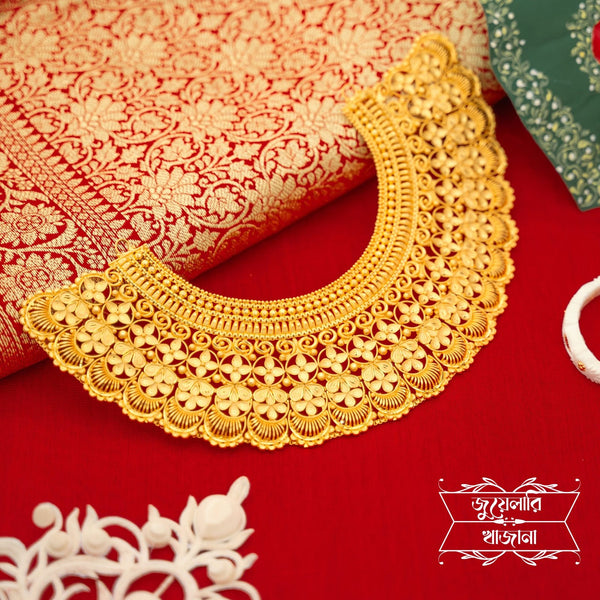 Premium Gold Plated Prerona Chatai with Earrings image 0