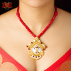 Divine Gold Plated Maa Durga Shell Pendant with Earrings image 1