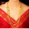 Premium Gold Plated Flower Motiff Lahari with Earrings image 0