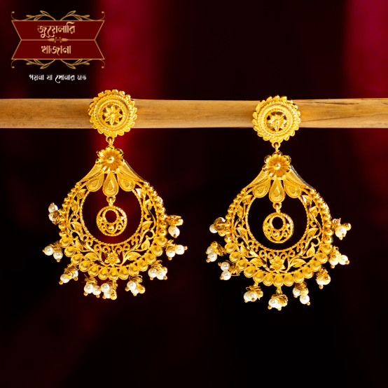 Premium Gold Plated Teardrop Earrings with Pearl Works image 0