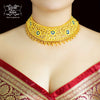 Aesthetic Gold Plated Nilambari Choker with Earrings image 0