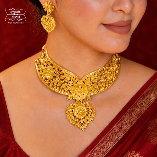Premium Gold Plated Aabaran Choker with Earrings