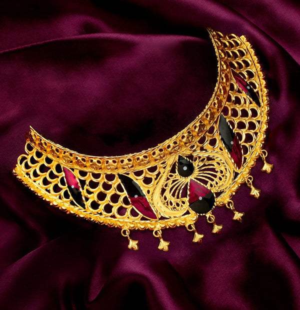 Premium Gold Plated Cuff Choker in Minakari Work image 0
