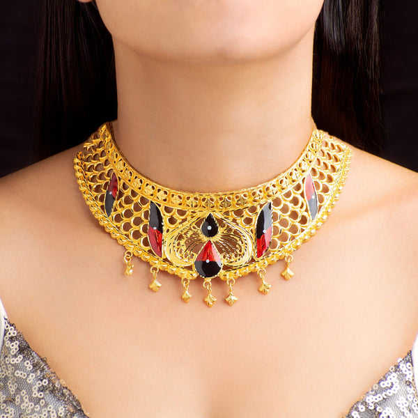 Premium Gold Plated Cuff Choker in Minakari Work image 1