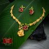 Stylish Gold Plated Rosy Necklace with Earrings image 0
