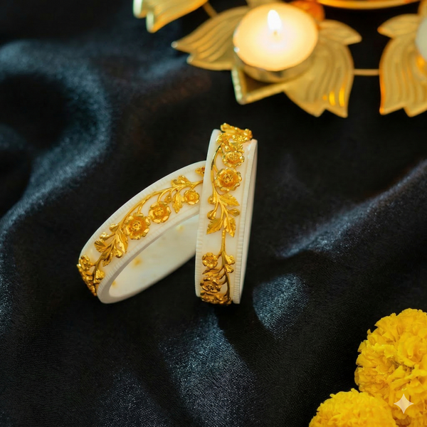 Premium Gold Plated Latashree Shankha Bangle Pair